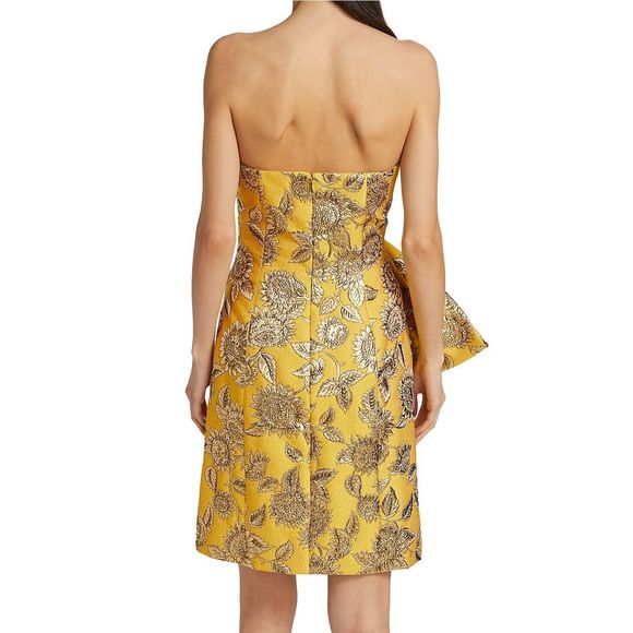 Lela Rose Sunflower Metallic Jacquard Minidress Size 8 $1690 - Picture 4 of 12